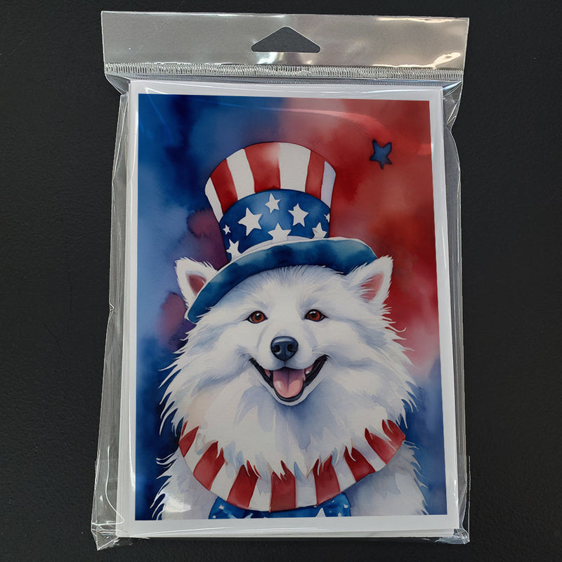 American Eskimo Patriotic American Greeting Cards - Blank Note Cards – 8-Pack of Artist-Designed Cards with Envelopes