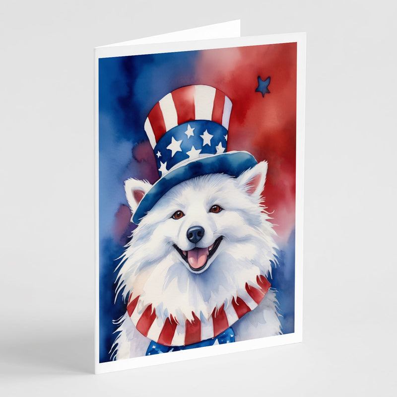 American Eskimo Patriotic American Greeting Cards - Blank Note Cards – 8-Pack of Artist-Designed Cards with Envelopes