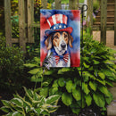 American Foxhound Patriotic American Garden Flag – Dog in Uncle Sam Hat | Red, White & Blue Outdoor Decor