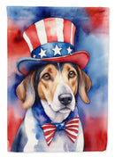 American Foxhound Patriotic American Garden Flag – Dog in Uncle Sam Hat | Red, White & Blue Outdoor Decor