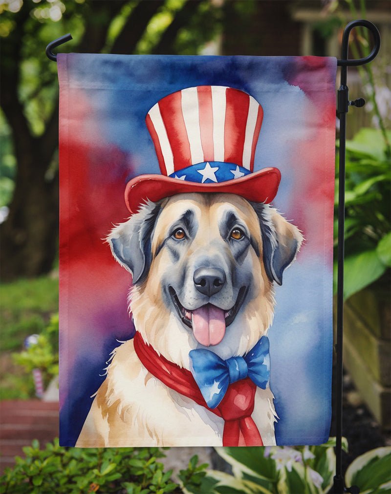 Anatolian Shepherd Patriotic American Garden Flag – Dog in Uncle Sam Hat | Red, White & Blue Outdoor Decor
