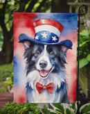 Border Collie Patriotic American Garden Flag – Dog in Uncle Sam Hat | Red, White & Blue Outdoor Decor