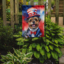 Border Terrier Patriotic American Garden Flag – Dog in Uncle Sam Hat | Red, White & Blue Outdoor Decor