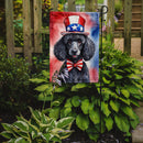 Black Poodle Patriotic American Garden Flag – Dog in Uncle Sam Hat | Red, White & Blue Outdoor Decor