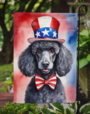 Black Poodle Patriotic American Garden Flag – Dog in Uncle Sam Hat | Red, White & Blue Outdoor Decor