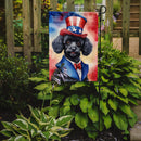 Black Poodle Patriotic American Garden Flag – Dog in Uncle Sam Hat | Red, White & Blue Outdoor Decor
