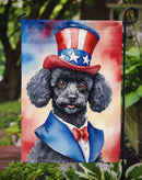 Black Poodle Patriotic American Garden Flag – Dog in Uncle Sam Hat | Red, White & Blue Outdoor Decor