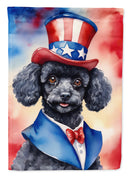 Black Poodle Patriotic American Garden Flag – Dog in Uncle Sam Hat | Red, White & Blue Outdoor Decor