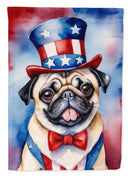 Pug Patriotic American House Flag