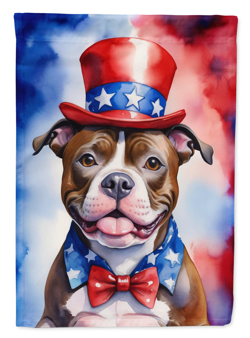 Staffordshire Bull Terrier Patriotic American House Flag