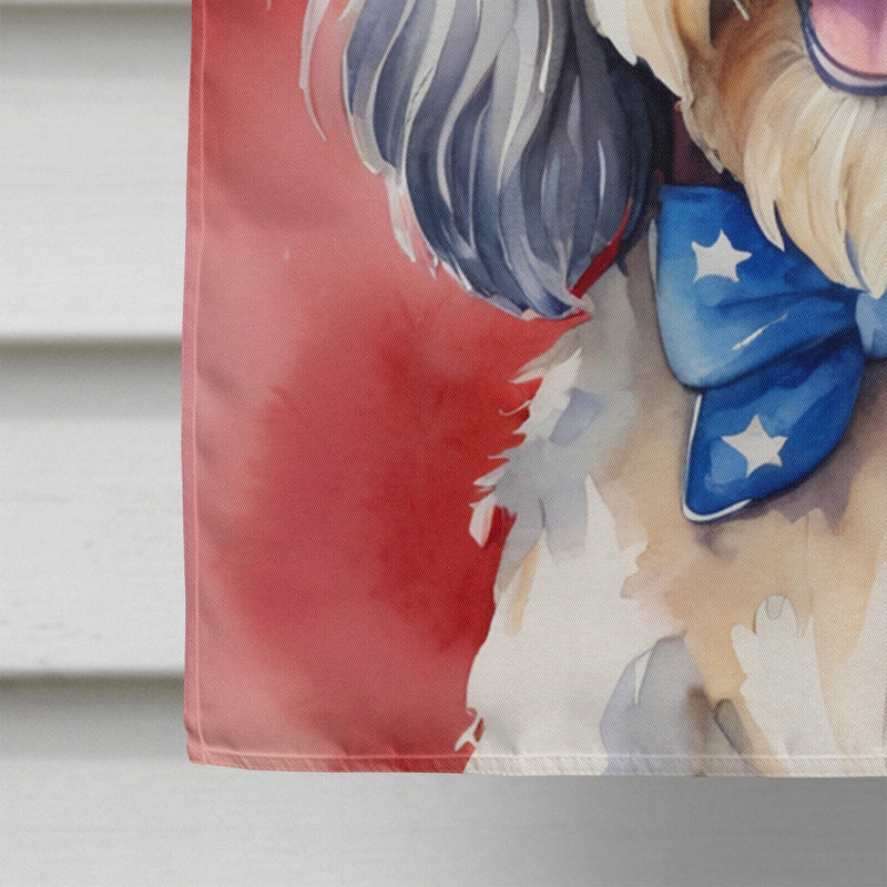 Tibetan Terrier Patriotic American House Flag
