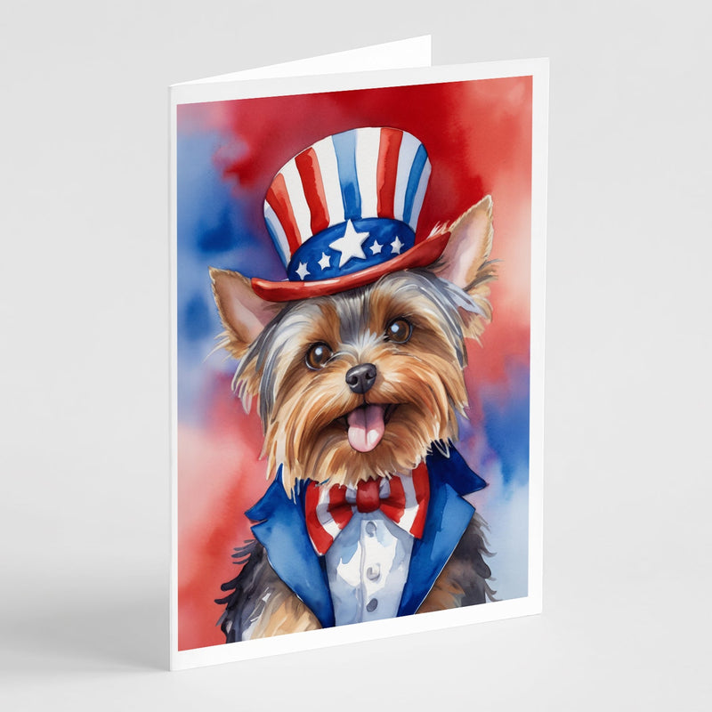 Yorkshire Terrier Patriotic American Greeting Cards Pack of 8