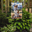 Akita Cowboy Welcome Garden Flag – Western Dog Yard Decor with Mountain Landscape