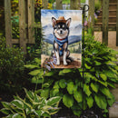 Alaskan Klee Kai Cowboy Welcome Garden Flag – Western Dog Yard Decor with Mountain Landscape
