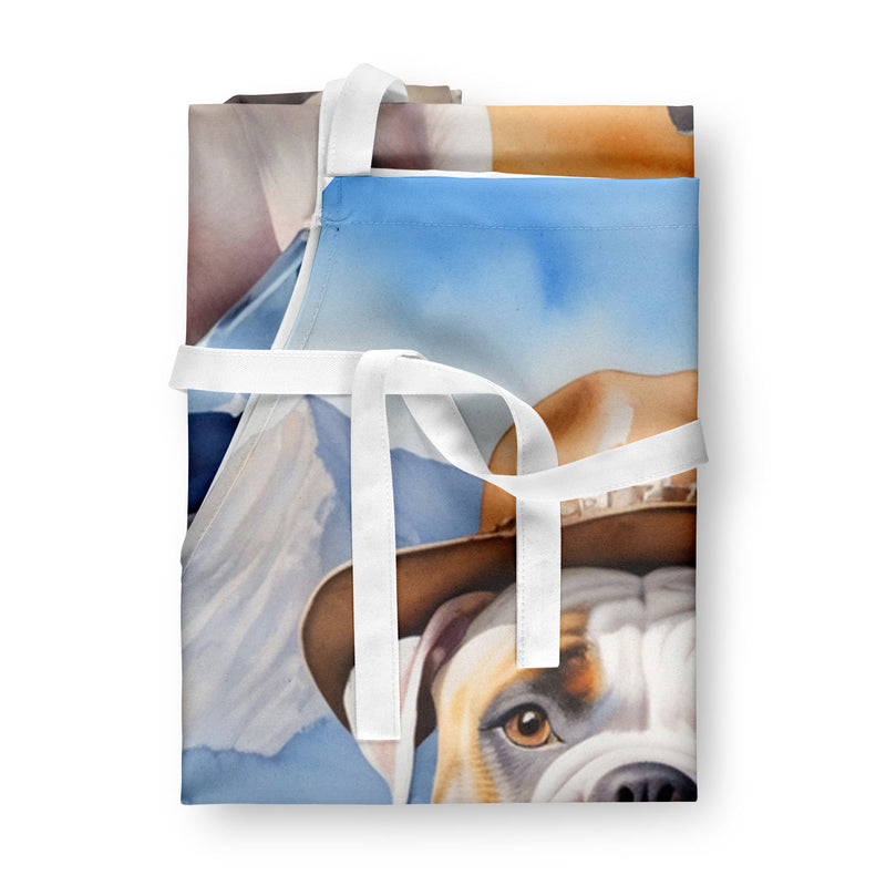 American Bulldog Cowboy Welcome Apron – Artist-Designed Kitchen, BBQ & Craft Apron