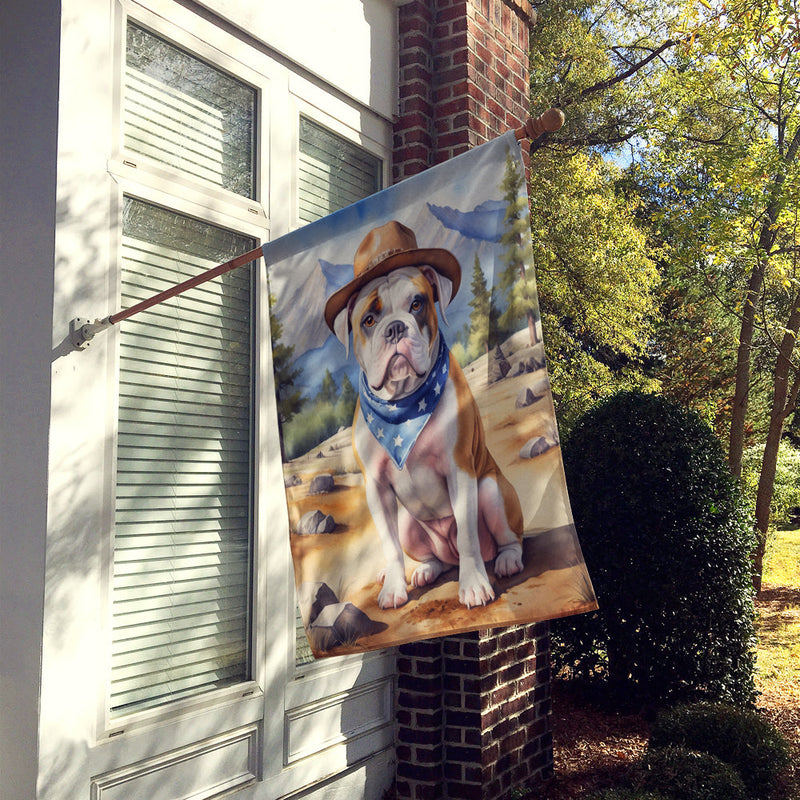 American Bulldog Cowboy Welcome House Flag