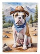 American Bulldog Cowboy Welcome Garden Flag – Western Dog Yard Decor with Mountain Landscape