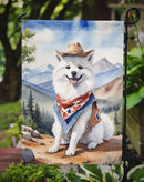 American Eskimo Cowboy Welcome Garden Flag – Western Dog Yard Decor with Mountain Landscape