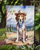 American Foxhound Cowboy Welcome Garden Flag – Western Dog Yard Decor with Mountain Landscape