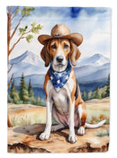 American Foxhound Cowboy Welcome Garden Flag – Western Dog Yard Decor with Mountain Landscape