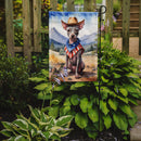 American Hairless Terrier Cowboy Welcome Garden Flag – Western Dog Yard Decor with Mountain Landscape