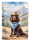 American Water Spaniel Cowboy Welcome Garden Flag – Western Dog Yard Decor with Mountain Landscape