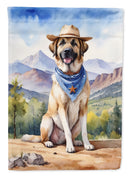 Anatolian Shepherd Cowboy Welcome Garden Flag – Western Dog Yard Decor with Mountain Landscape