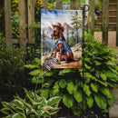 Bloodhound Cowboy Welcome Garden Flag – Western Dog Yard Decor with Mountain Landscape