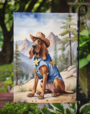 Bloodhound Cowboy Welcome Garden Flag – Western Dog Yard Decor with Mountain Landscape