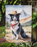 Border Collie Cowboy Welcome Garden Flag – Western Dog Yard Decor with Mountain Landscape