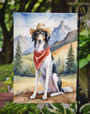 Borzoi Cowboy Welcome Garden Flag – Western Dog Yard Decor with Mountain Landscape