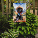Black Poodle Cowboy Welcome Garden Flag – Western Dog Yard Decor with Mountain Landscape
