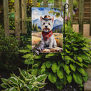 Westie Cowboy Welcome Garden Flag – Western Dog Yard Decor with Mountain Landscape