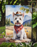 Westie Cowboy Welcome Garden Flag – Western Dog Yard Decor with Mountain Landscape