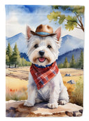Westie Cowboy Welcome Garden Flag – Western Dog Yard Decor with Mountain Landscape