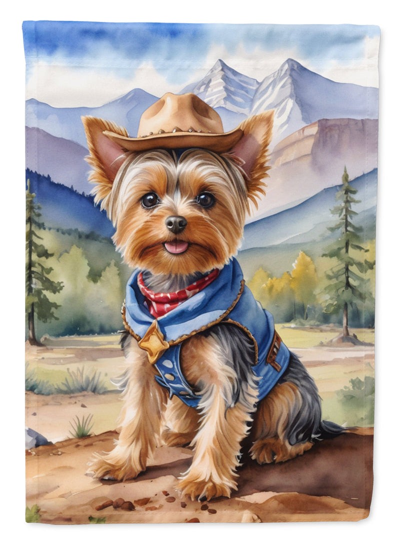 Yorkshire Terrier Yorkie Cowboy Welcome House Flag