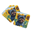 Affenpinscher in Sunflowers Coasters - Set of 4 Lightweight Foam, Absorbent Drink Coasters
