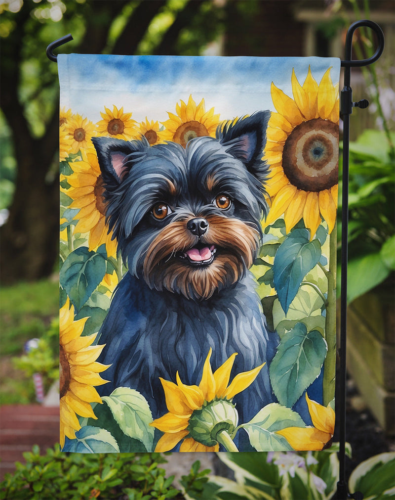 Affenpinscher in Sunflowers Garden Flag