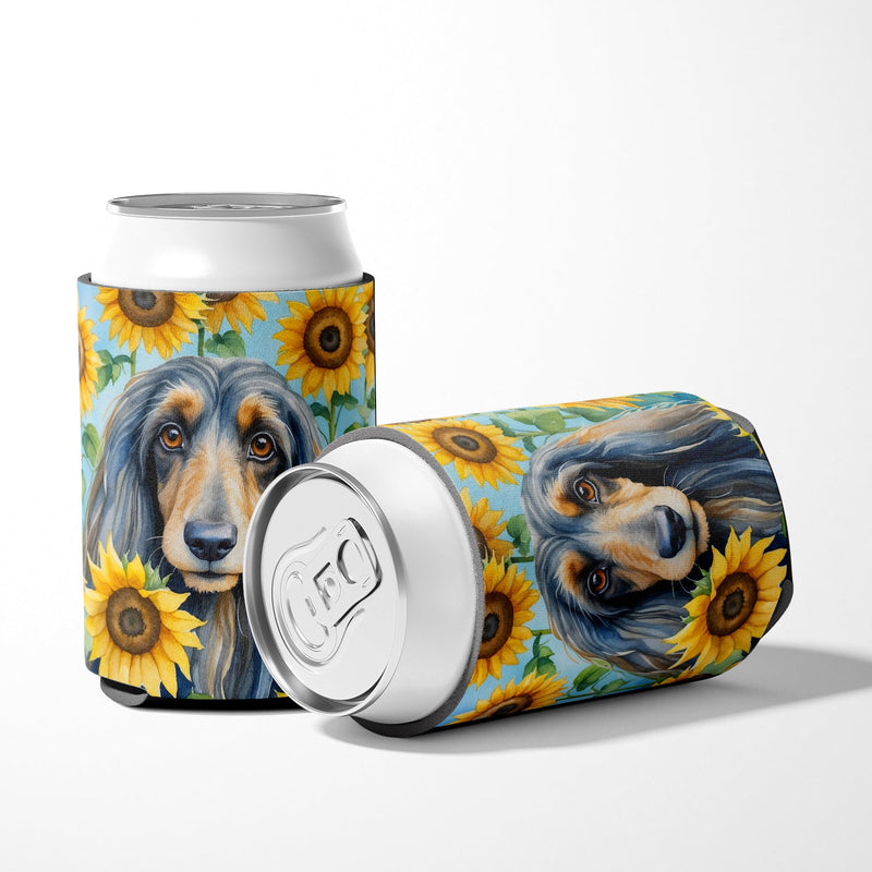 Afghan Hound in Sunflowers Can or Bottle Hugger