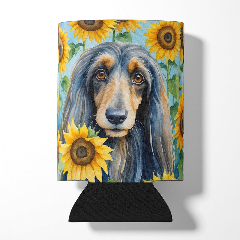 Afghan Hound in Sunflowers Can or Bottle Hugger