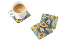 Afghan Hound in Sunflowers Coasters - Set of 4 Lightweight Foam, Absorbent Drink Coasters