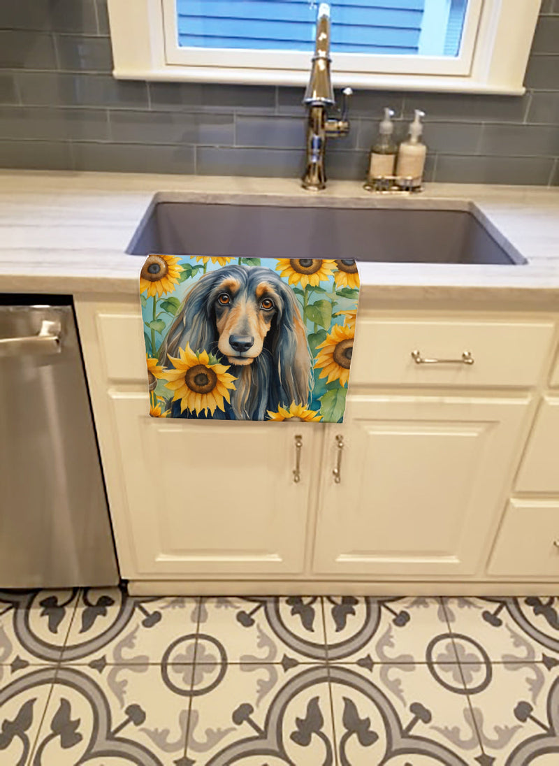 Afghan Hound in Sunflowers Kitchen Towel