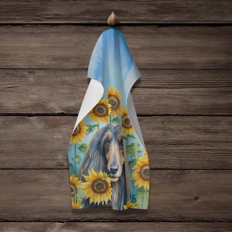 Afghan Hound in Sunflowers Kitchen Towel