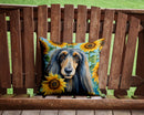 Afghan Hound in Sunflowers Throw Pillow - 14x14 Decorative Pillow – Art for Your Home & Patio