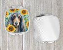Afghan Hound in Sunflowers Compact Mirror – Stylish Purse Mirror with Artistic Covers