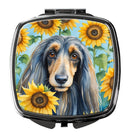 Afghan Hound in Sunflowers Compact Mirror – Stylish Purse Mirror with Artistic Covers