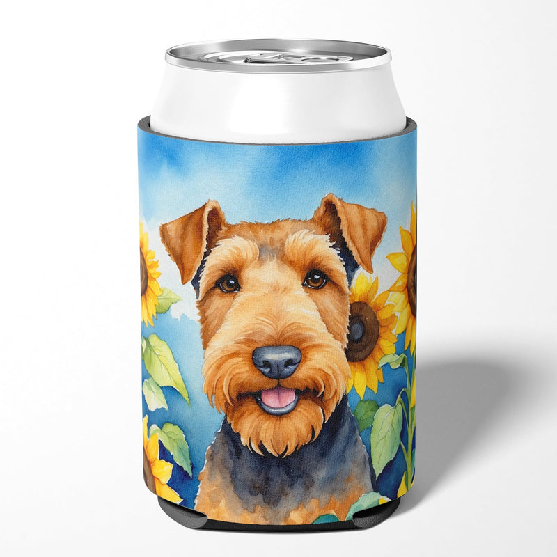 Airedale Terrier in Sunflowers Can or Bottle Hugger