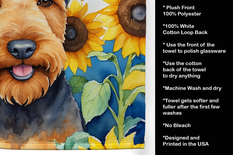 Airedale Terrier in Sunflowers Kitchen Towel