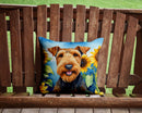 Airedale Terrier in Sunflowers Throw Pillow - 14x14 Decorative Pillow – Art for Your Home & Patio