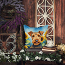 Airedale Terrier in Sunflowers Throw Pillow - 14x14 Decorative Pillow – Art for Your Home & Patio
